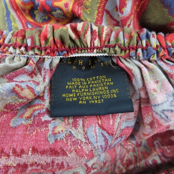 Ralph Lauren Home Galahad TWIN Fitted Sheet Red Multicolor Paisley Scroll Cotton - Picture 3 of 6